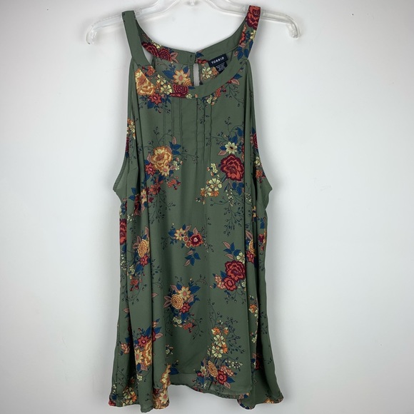 torrid Tops - Torrid Green Georgette Floral Halter Top Sz 3X
